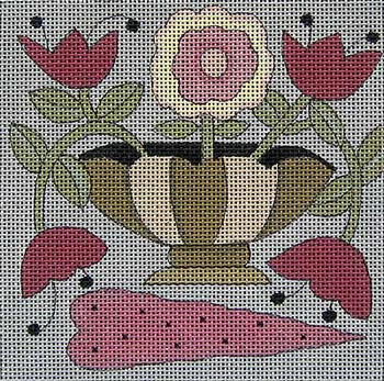 EW-1093 Donna 5 x 5 18 Mesh Flowers In A Vase Ewe And Eye