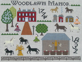EWE-464 Woodlawn Manor@Carriage House Samplings 12 1/2 x 9 1/2 13 Mesh Ewe And Ewe 