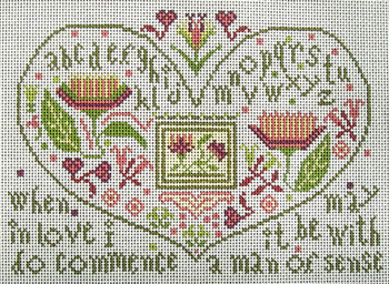 EWE-466 Hearts & Flowers@Carriage House Samplings 10x7 13 Mesh Ewe And Ewe 