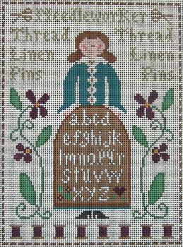 EWE-425 Sampler Lady@ Little House Needleworks 7 x 9 3/8 13 Mesh Ewe And Ewe 