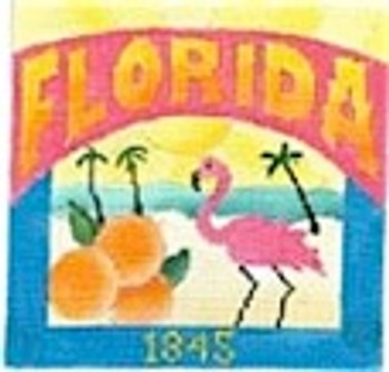 DD-305 Florida Postcard DENISE DeRUSHA DESIGNS 4 1/2 x 4 1/2 18 Mesh 