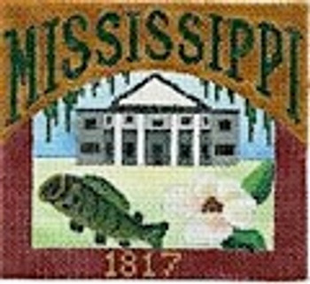 DD-327 Mississippi Postcard DENISE DeRUSHA DESIGNS 4 1/2 x 4 1/2 18 Mesh