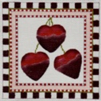 DD-430 Chocolate Cherries DENISE DeRUSHA DESIGNS 5 1/2 x 5 1/2 18 Mesh 