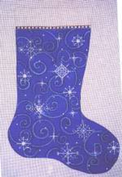 CXS11 Cheryl Schaeffer And Annie Lee Designs Christmas Stocking 20 x 13 13 Mesh Snowflake Blue