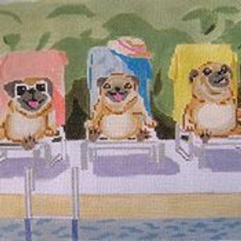 BR473 Poolsaide Pugs 10" x 13" 13 Mesh Barbara Russell SKU 53917