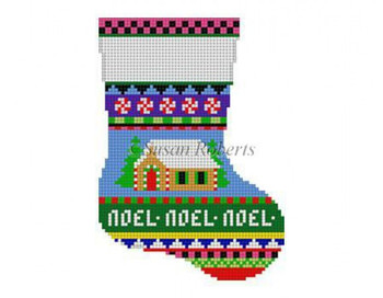 0282 Bold Stripe Gingerbread. mini stocking 13 Mesh 6 1/4" h Susan Roberts Needlepoint