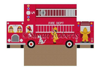 0361 Fire Truck, brick cover 13 Mesh 8 1/2" x 4 1/2" x 2 3/4" Susan Roberts Needlepoint 