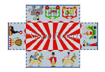 0358 Circus Parade, brick cover 13 Mesh 8 1/2" x 4 1/2" x 2 3/4" Susan Roberts Needlepoint 