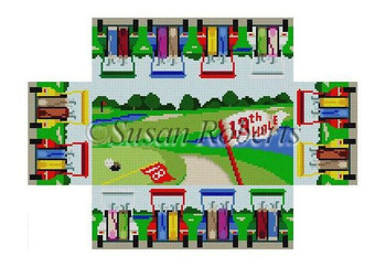 0359 Golf Carts, brick cover 13 Mesh 8 1/2" x 4 1/2" x 2 3/4" Susan Roberts Needlepoint 