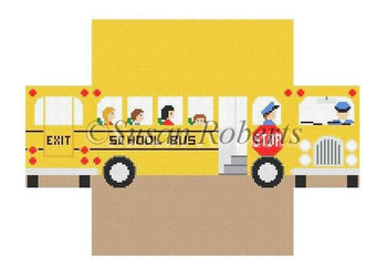 0360 School Bus, brick cover #13 Mesh 8 1/2" x 4 1/2" x 2 3/4" Susan Roberts Needlepoint 