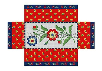 0385 Fleurs Patchw!rk, brick cover 13 Mesh 8 1/2" x 4 1/2" x 2 3/4" Susan Roberts Needlepoint 