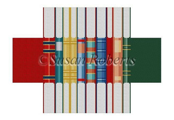 0372 Library Books, brick cover 13 Mesh 8 1/2" x 4 1/2" x 2 3/4" Susan Roberts Needlepoint