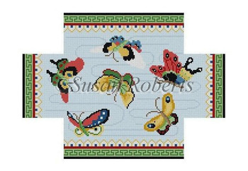 0390 Chinese Butterflies, brick cover 13 Mesh 8 1/2" x 4 1/2" x 2 3/4" Susan Roberts Needlepoint 