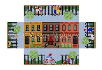 0391 Brownstone Walk, brick cover #13 Mesh 8 1/2" x 4 1/2" x 2 3/4" Susan Roberts Needlepoint 