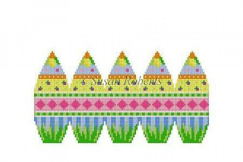 0404 Diamond Bands, 3D stand-up egg 18 Mesh 2" x 3" Susan Roberts Needlepoint 