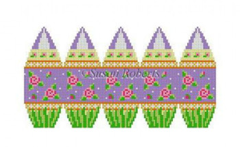 0408 Roses On Purple, 3D stand-up egg #18 Mesh 2" x 3" Susan Roberts Needlepoint 