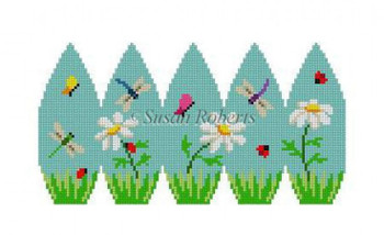 0413 Daisies & Bugs, 3D stand-up egg #18 Mesh 2" x 3" Susan Roberts Needlepoint 
