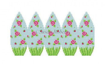 0425 Rose Sprinkle, 3D stand up egg #18 Mesh 2" x 3" Susan Roberts Needlepoint 
