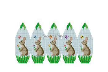 0428 Bunnies & Butterflies  #18 Mesh 2" x 3" Susan Roberts Needlepoint 