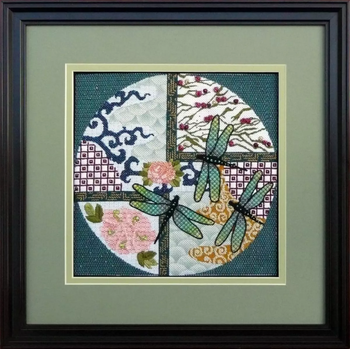 6285 Leigh Designs Divine Dragonflies 18 Mesh 10" x 10"  Imari Canvas Only Inquire If Stitch Guide Is Available
