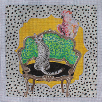 AN147 Colors of Praise Cat/Parrot on Chair 13M 15x15