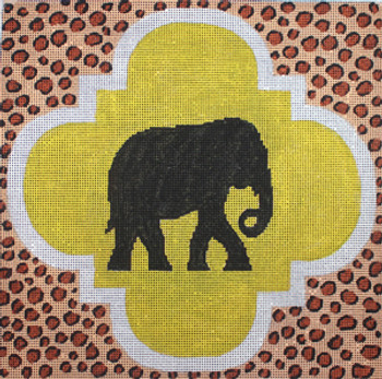 AN186 Colors of Praise  Mesh Art Black Elephant 11 1/2 x 11 1/2 