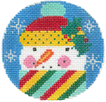 Christmas Ornament 13 Mesh BG13 Snowman Head 4" Round Shelly Tribbey Designs