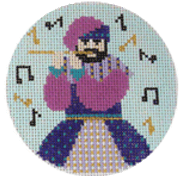 BG30 10th Day Pipers Pipe 12 days Of Christmas 4" Round Shelly Tribbey Designs 13 Mesh
