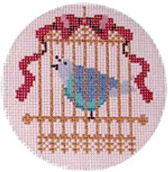 BG24SP 4th Day Calling Birds12 days Of Christmas  3" Round Shelly Tribbey 18 Mesh