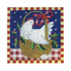 Twelve Days of Christmas C12CSP Three French Hens 4.5 X 4.5 18 Mesh Shelly Tribbey Designs