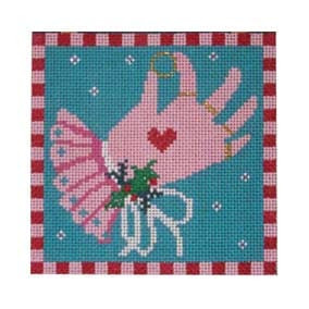 Twelve Days of Christmas C12ESP Five Gold Rings 4.5 X 4.5 18 Mesh Shelly Tribbey Designs