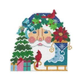 Santa Head C38E Elegant Santa Shelly Tribbey Designs 5.25 X 5.75 18 Mesh