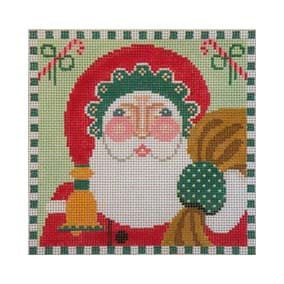 Christmas Ornament C112 Candy Cane Santa Shelly Tribbey Designs 5X5 18 Mesh