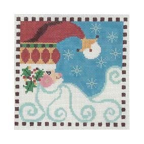 Christmas Ornament C114 Pom Pom Santa Shelly Tribbey Designs 5"SQ 18 Mesh