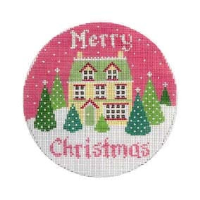 Christmas Ornament C116 Merry Christrnas House Shelly Tribbey Designs 5"rd 18 Mesh
