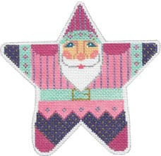 Christmas Ornament C120D Faberge Star Santa 5.25X5.25 18 Mesh Shelly Tribbey Designs