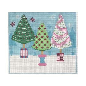 Christmas Larger Design C419B Tree Trio (Rectangle) 7X6.25 18 Mesh Shelly Tribbey Designs