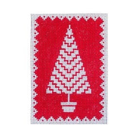Christmas Ornament C523 Red & White Tree  A 3 X 4.5 18 Mesh Shelly Tribbey Designs