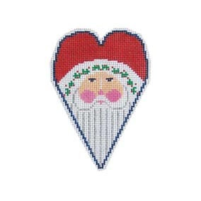 Christmas Ornament C601 Santa Heart 2.75 X 4.25 18 Mesh Shelley Tribbey Designs
