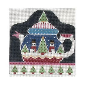 Christmas Ornament C802 Christrnas Teapot 5 X 4.5 18 Mesh Shelly Tribbey Designs