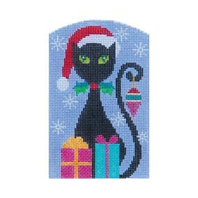 Christmas Ornament C914 Christmas Kitty Black 3.25 X 5.25 18 Mesh Shelly Tribbey Designs