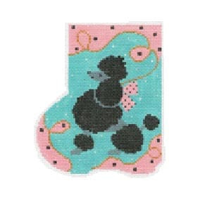 Christmas Mini-Sock C250 French Poodle Shelly Tribbey Designs 4X5 18 Mesh