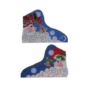 Large 2-Sided With Skate SK54 Santa Profile Shelly Tribbey Designs Stand Up 5 1/2" Tall, 7 3/4" Wide 18 Mesh