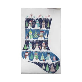 Christmas Stocking 22” Tall CS36 On Snowman Hill Shelly Tribbey Designs 18 Mesh