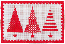Christmas Larger Design C328 Red & White Christmas tree  Trio Shelly Tribbey Designs 18 Mesh