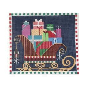Christmas Larger Design C916 Santa's Gift Sled Shelly Tribbey Designs 7.25x6.75 18 Mesh