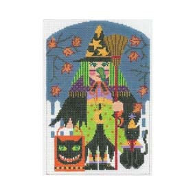 Halloween H65 Witch Trick or Treater 5X7.5 18 Mesh Shelly Tribbey Designs