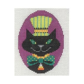 Halloween H311 Spooky Cat Oval 3X4 18 Mesh Shelly Tribbey Designs