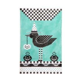 Halloween H315 Checkered Crow 4.25X6.75 18 Mesh Shelly Tribbey Designs