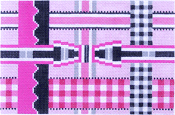 Small Rectangle PP01 Woven Pink/Black Ribbons 18 MESH Shelly Tribbey Designs  6 1/2" x  4 1/2